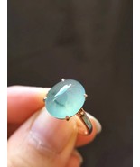 High Grade Myanmar Blue Jadeite Ring 18K Rose Gold Icy Blue Jade RingTye... - £261.85 GBP
