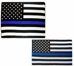 Wholesale Combo USA Thin Blue Line Police 50&quot;x60&quot; Fleece &amp; 3&#39;x5&#39; Polyester Flag - £15.83 GBP