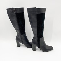 Franco Sarto Womens Black Leather &amp; Suede Side Zip Boot, &#39;Jilla&#39; Size 9.5 - £34.21 GBP