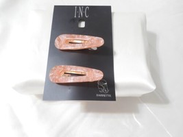 Inc 2-Pc. Gold-Tone Pink Resin Hair Barrette Set A1017 - £9.78 GBP