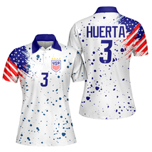 Sofia Huerta #3 USWNT Soccer FIFA Women&#39;s World Cup 2023 Polo Shirt - £36.79 GBP+