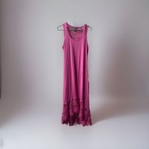 Kate &amp; Mallory Maxi Tank Dress Womens Size Large Hot Pink Crochet Lace Trim - $29.65