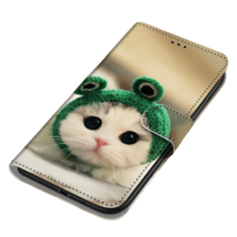 Anymob Samsung Case Brown Cute Cat Painted Magnetic Flip Leather Card Slot Case - £23.10 GBP
