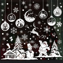 260 Pcs Christmas Window Clings Snowflake Window Clings Stickers Christmas Windo - £19.61 GBP