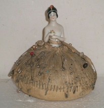 Porcelain Bisque Art Nouvea Deco Flapper 1/2 Doll Pin Cushion ~Germany - £71.93 GBP