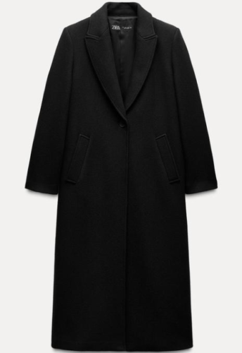 ZARA BNWT 2025. BLACK WOOL BLEND LONG COAT MAXI. 9731/147
