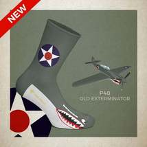Heel Tread - P40 Warhawk socks - (7½-11½) US (8-12) Made in Portugal - $19.95