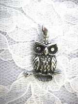 New Hoot Owl On Branch Usa Cast Pewter Pendant On Adjustable Cord Necklace - $8.50