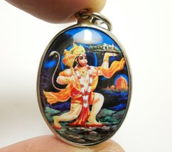 Lord Hanuman Move Dronagiri Mountain Amulet Om Hanumaan Monkey King Rare Pendant - £35.92 GBP