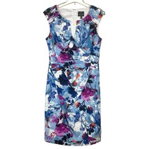 NWOT Adrianna Papell Floral Sheath Gathered Waist Slit Neckline Dress Si... - £26.98 GBP