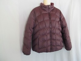 Eddie Bauer jacket puffer down  full zip XL burgundy EB650 - $38.17