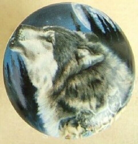 Ceramic cabinet Knobs Knob w/ Wolf Moon WILDLIFE wolves - $4.46