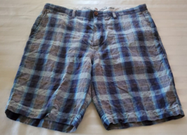 Tommy Bahama Blue &amp; White Plaid Linen Blend Shorts Mens Size 36 - $14.84