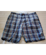 Tommy Bahama Blue &amp; White Plaid Linen Blend Shorts Mens Size 36 - $14.84