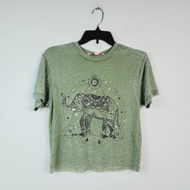 Rebellious One Juniors XS Sage Elephant Metallic Cropped Graphic Top NWT AB21 - £13.83 GBP