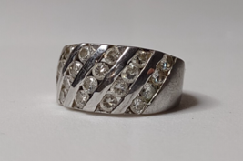 925 RSC Sterling Silver Vintage Ring With Clear Stones Size 5.75 - $35.00