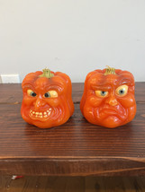 2 New Anthropomorphic Pumpkin Jack-O-Lantern Halloween Face Wax Candles ... - $24.74