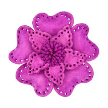 Blooming Pink Leather Handmade Retro Floral 2-in-1 Pin/Hairclip - £15.69 GBP