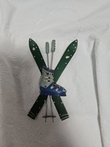 Snow Skis Poles and boots Metal Christmas Ornament  4  1/2&quot; - $6.44