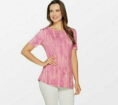 Lisa Rinna Collection Printed Knit Top with Back Detail Size Medium, Pink - £8.99 GBP