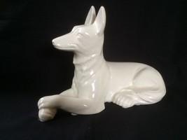 Antique St Clement - france porcelain / pottery white dog. Marked + number - $138.99