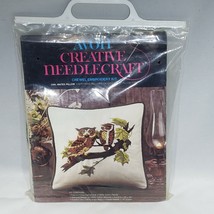 Vtg Avon Creative Needlecraft Crewel Embroidery Kit Owl Mates Pillow 14x14&quot; 1973 - £11.21 GBP
