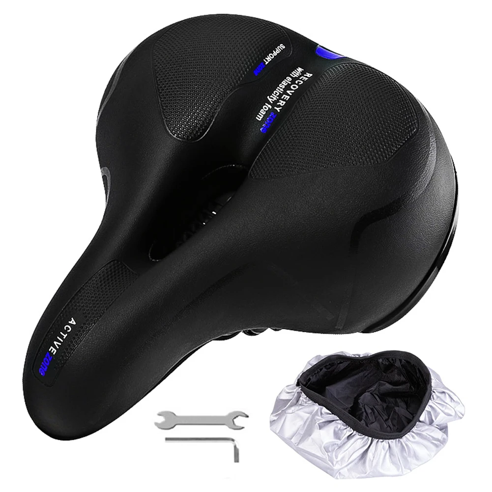 Bicycle Saddle Comfortable Soft Memory Foam Bicycle Saddle with Red Warning Stri - £104.78 GBP