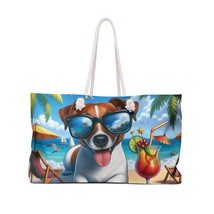 Personalised/Non-Personalised Weekender Bag, Summer Beach Dog, Jack Russel, Larg - £38.74 GBP