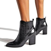 SHOE DAZZLE - Karlier Faux Leather Crocodile Ankle Booties Boots - £30.16 GBP