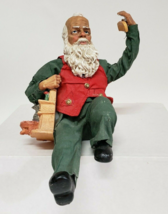Santa Claus Fabric Mache Figurine Shelf Sitter  Christmas Decor - £5.54 GBP