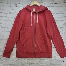 Mossimo Hoodie Mens Sz M Red Full-Zip Sweatshirt Stitched Decals  - £14.86 GBP