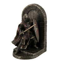 Maltese Crusader Statue in Armor Guarding Door Holding Shield &amp; Sword Bookend - £77.01 GBP