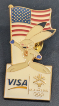 VISA - Salt Lake 2002 -  Powder Bunny - Olympic Enamel Lapel/Hat Pin - £12.45 GBP