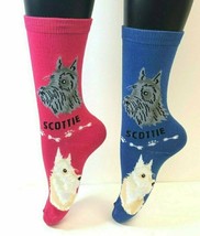 2 Pairs Foozys Women&#39;s Socks Scottie, Canine Collection, Dog Print, New - £7.18 GBP
