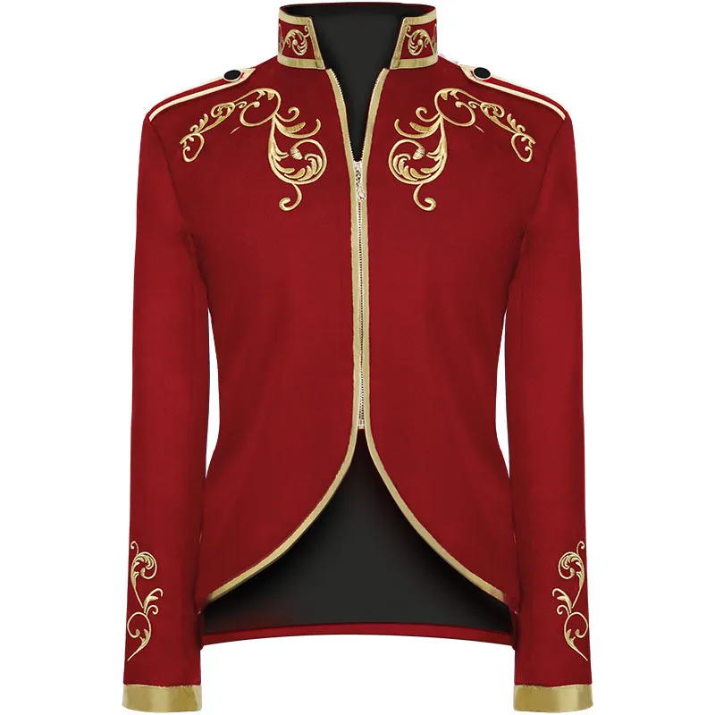 Mens Court Fashion Prince Uniform  Embroidery Blazer Suit Jacket Men Vintage Med - £154.28 GBP
