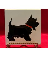 Vintage Small White Tile Scottish Terrier Scottie Dog w Red Collar 4.5&quot; USA - $188.16 MXN