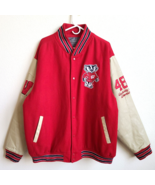 Wisconsin Badgers Mens XL Jacket Coat Letterman Bomber Varsity Leather W... - €86,04 EUR