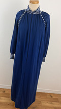 Vintage Leisure Life Women&#39;s S Bathrobe Long Robe Zip Front Blue Mock Tu... - £21.58 GBP