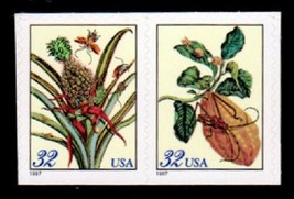 1997 32c Merian Botanical Prints, Attached Pair Scott 3126-27 Mint F/VF NH - $1.84