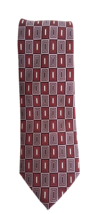 Campia Moda Tie Men&#39;s Classic Style 100% Silk Maroon &amp; Dark Gray  Geometric - £9.49 GBP