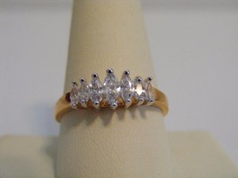 New RSC Size 7 gold plated clear cz marquise cut engagement cocktail ring - $25.00