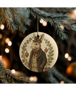 Victorian Bunny Ceramic Christmas Tree Ornament - $19.99
