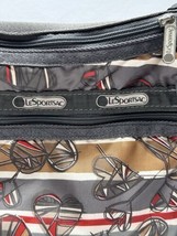 Vintage Le Sportsac Messenger Bag Kasey Hearts 10 x 14 Inch Gray Red Purse - $23.79