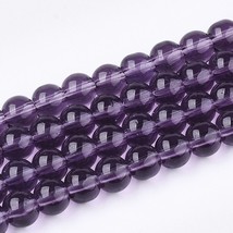 Z Bead Lot 5 strand 8mm round Purple glass 11 inch strands 76 - $9.49
