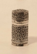 Burmese Silver Carved and chased silver  container with floral designs - £143.43 GBP