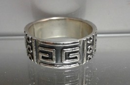 .925 Sterling Silver Greek Style Ring Band 8 mm Wide - Sz 9 - Free Shipp... - $24.99