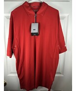 Cutter &amp; Buck CB DryTec Polo Shirt Men’s L Red Zip ThermaTec NWT Moistur... - $41.85 CAD