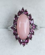 Peruvian Pink Opal / Orissa Rhodolite Ring in Platinum Over Sterling Silver Sz 7 - £44.06 GBP