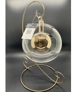 Large Hand Blown Glass Ornament– Gold &amp; Clear Double Sphere 6” MCM Chris... - €18,68 EUR
