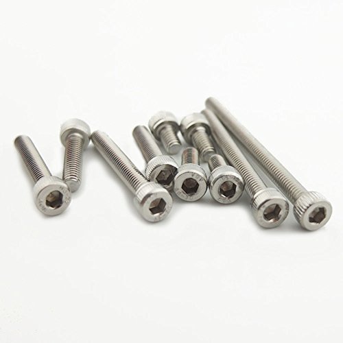 Bluemoona 50 Pcs - 304 M4 Metric Thread Stainless Steel Button Head Hex Socket C